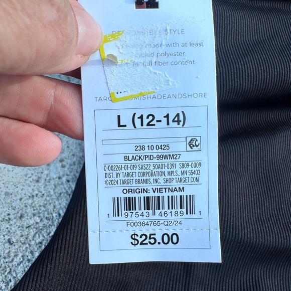 Shade & Shore Bandeau Black Strapless bandeau Swimsuit NWT - Picture 7 of 7